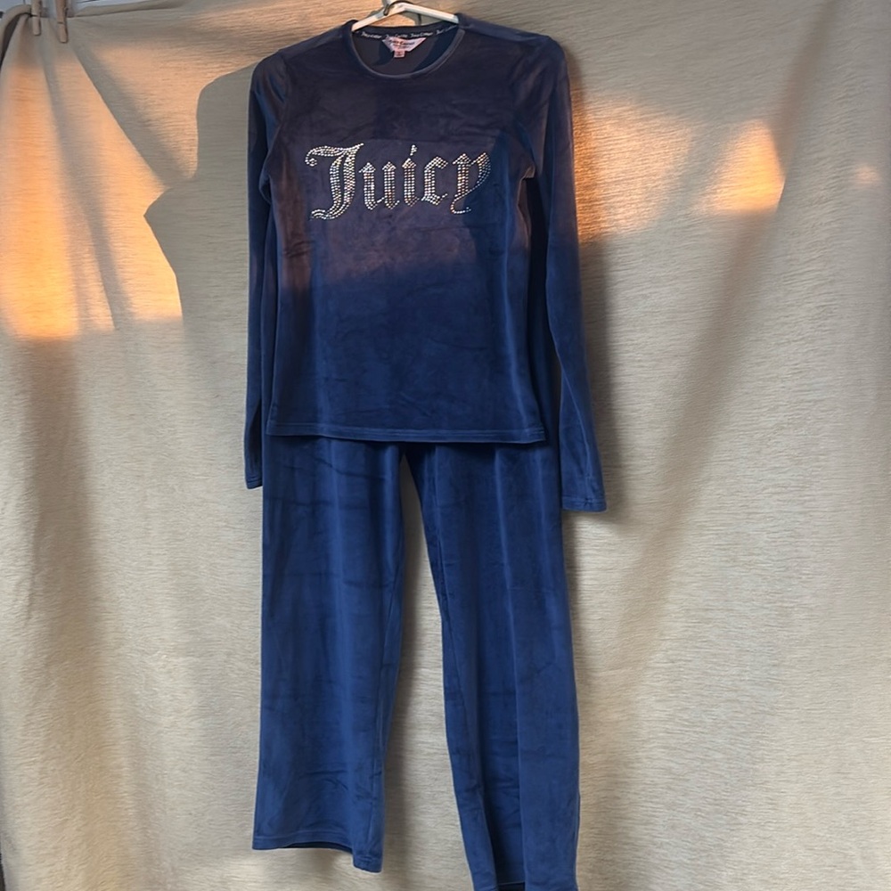 Juicy Couture Navy Blue Velour Rhinestones Lounge Set!